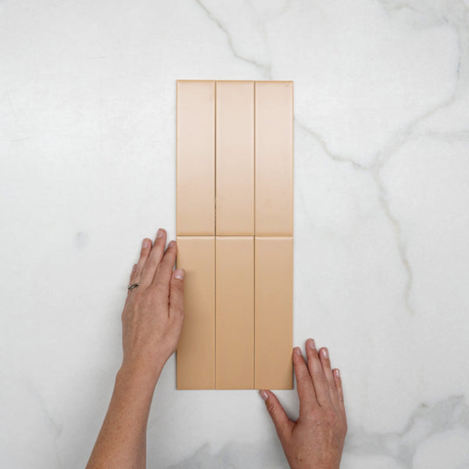 Faces With Hand Sunset Terracotta Clay Satin Flat Ceramic Tile 50x200mm - The Blue Space