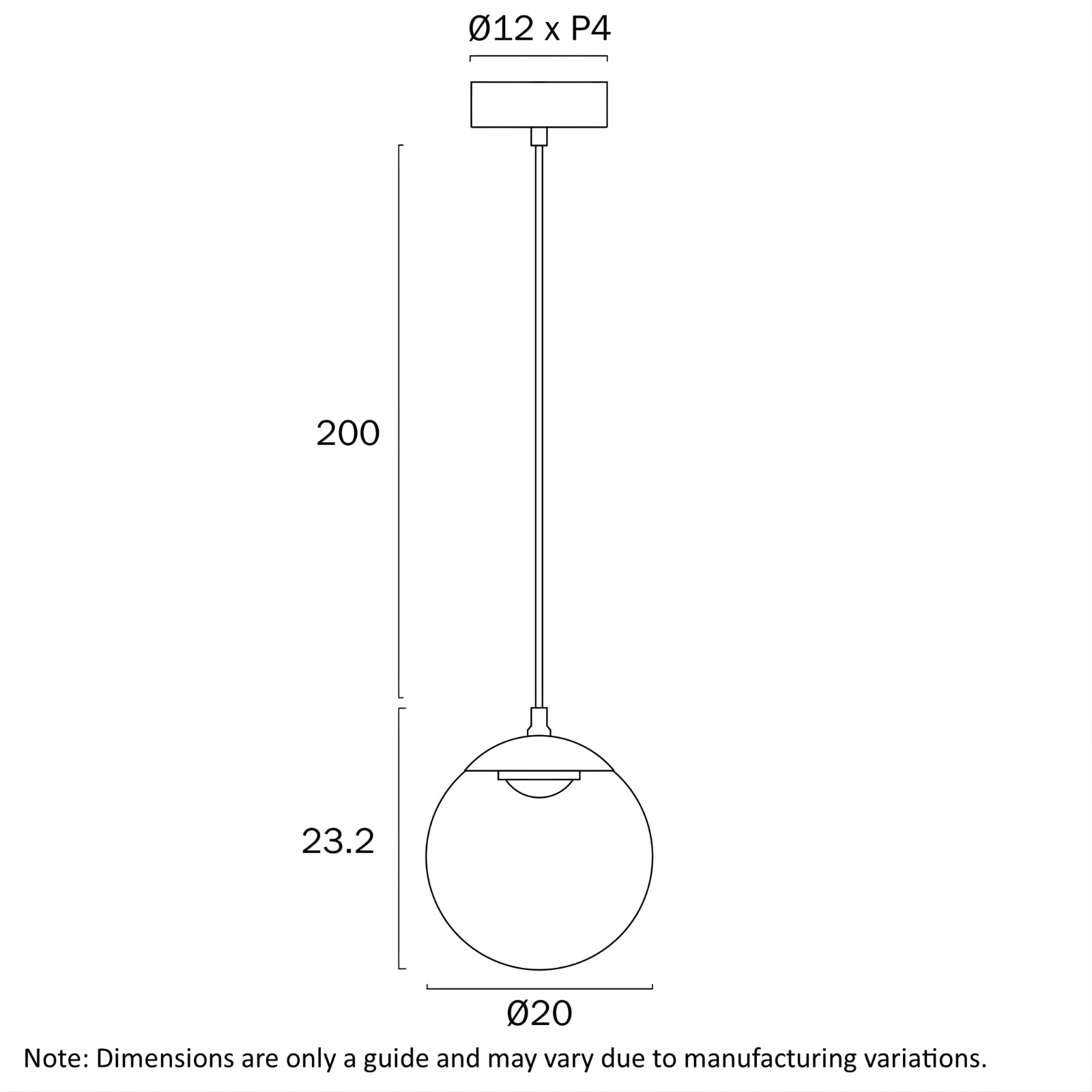 Line Drawing Telbix Aurora 20cm Pendant Light Black AURORAPE20-RBW - The Blue Space