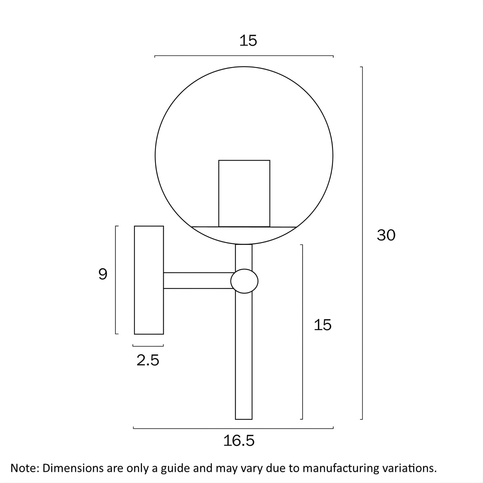 Line Drawing Telbix Eterna 1 Wall Light Black Opal Matte ETERNAWB1-BKOP - The Blue Space