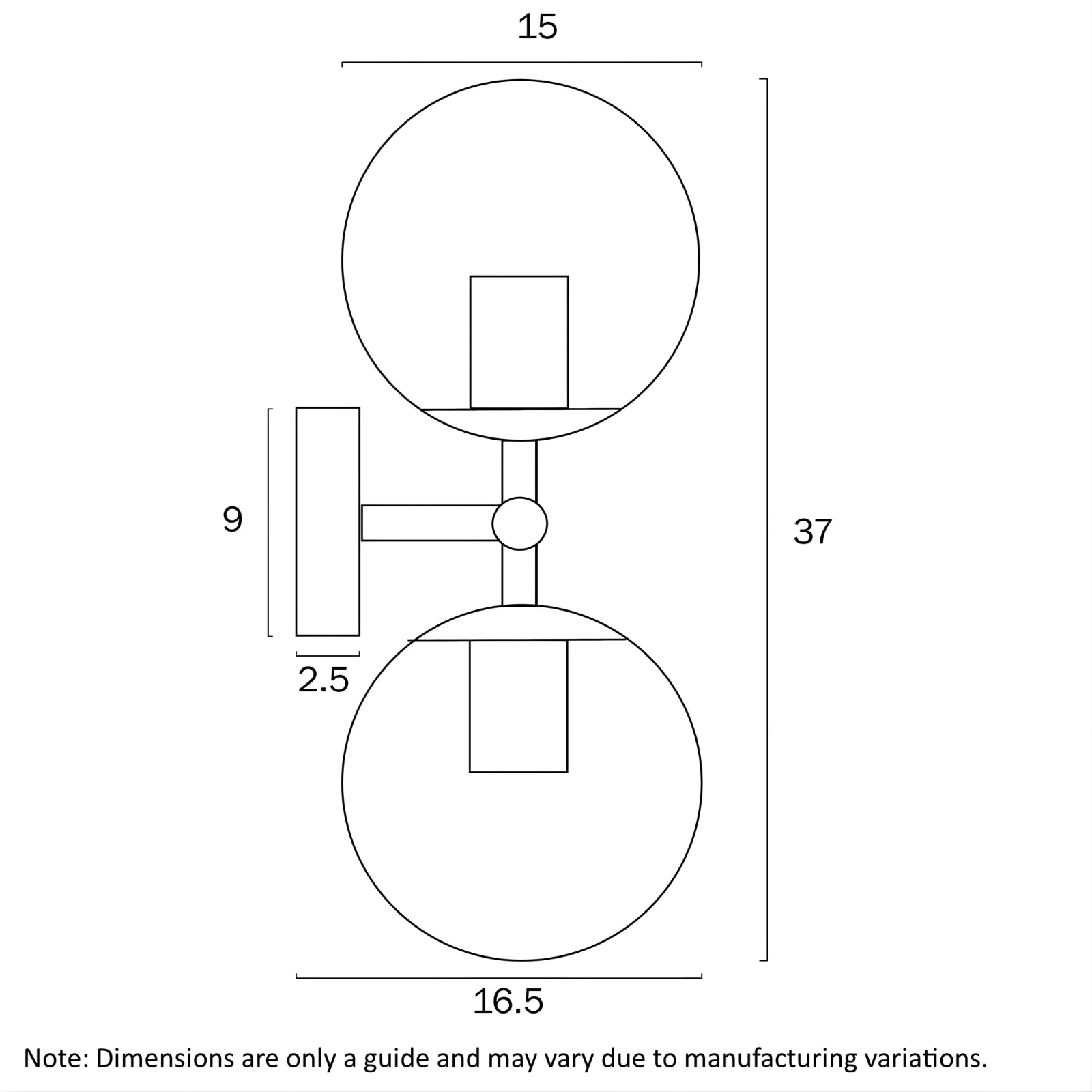 Line Drawing Telbix Eterna 2 Wall Light Black Clear ETERNAWB2-BKCL - The Blue Space