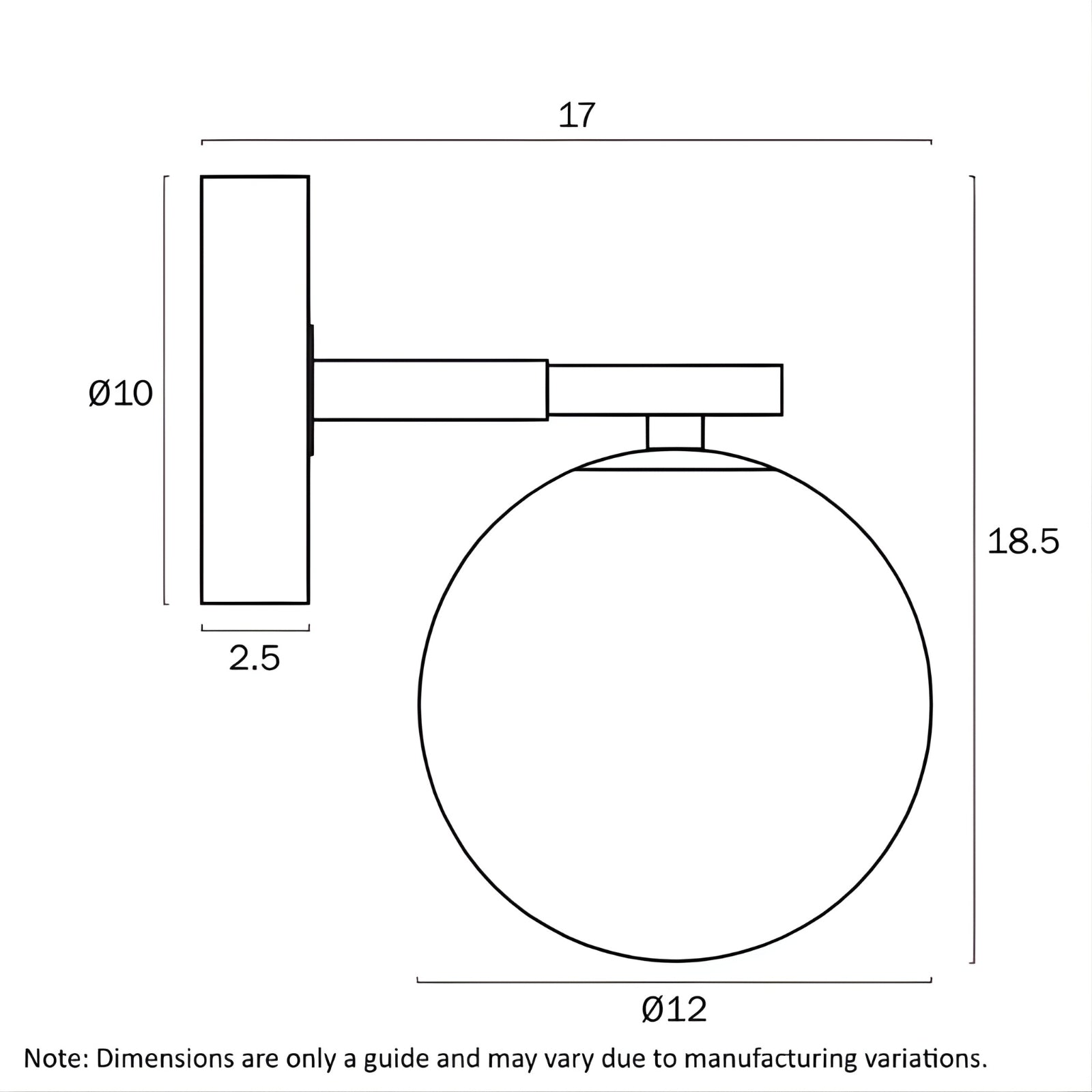 Line Drawing Telbix Felton 1 Light G9 Wall Light Black Opal FELTONWB1-BKOM - The Blue Space