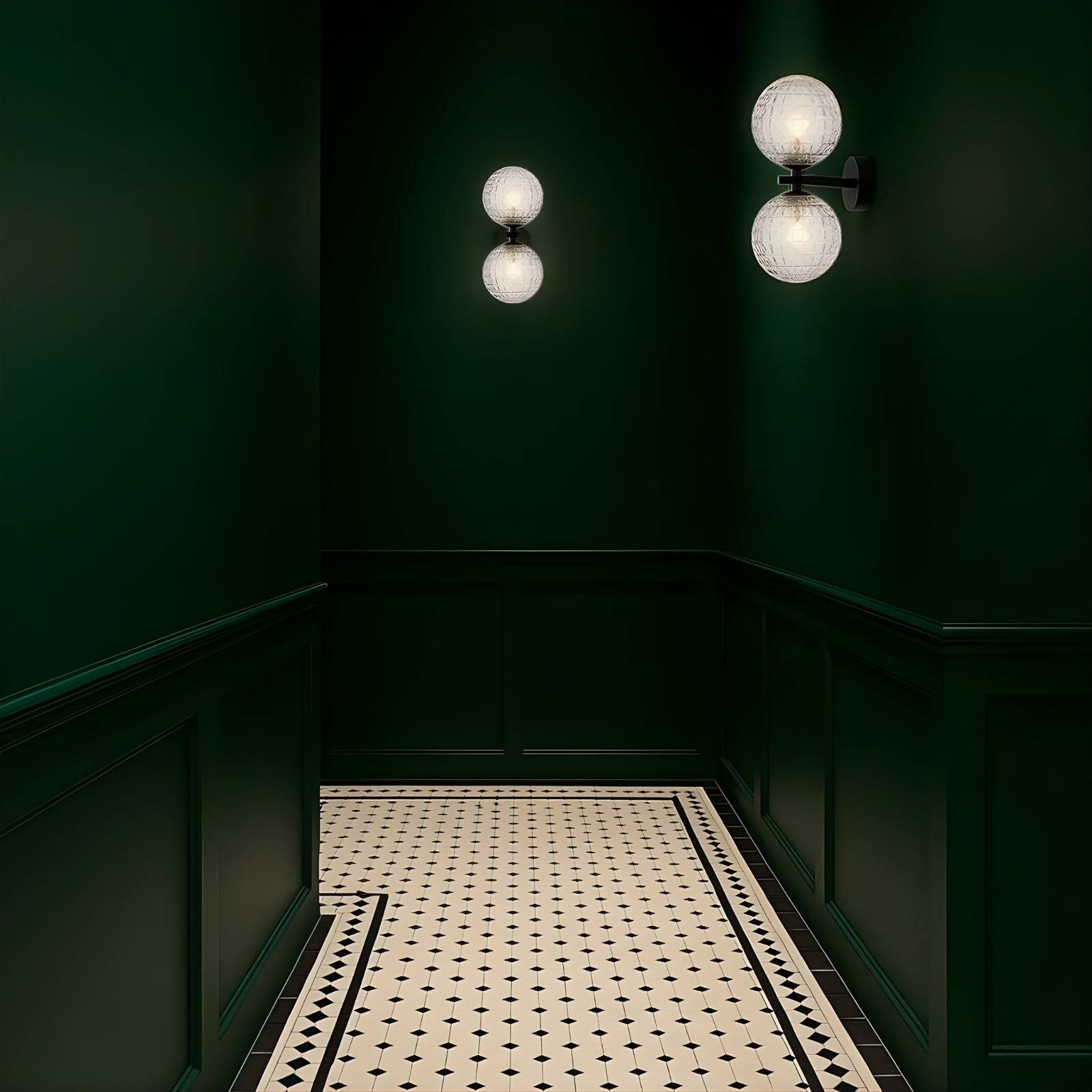 Lifestyle Telbix Felton 2 Light G9 Wall Light Black Clear Prism FELTONWB2-BKCLP - The Blue Space