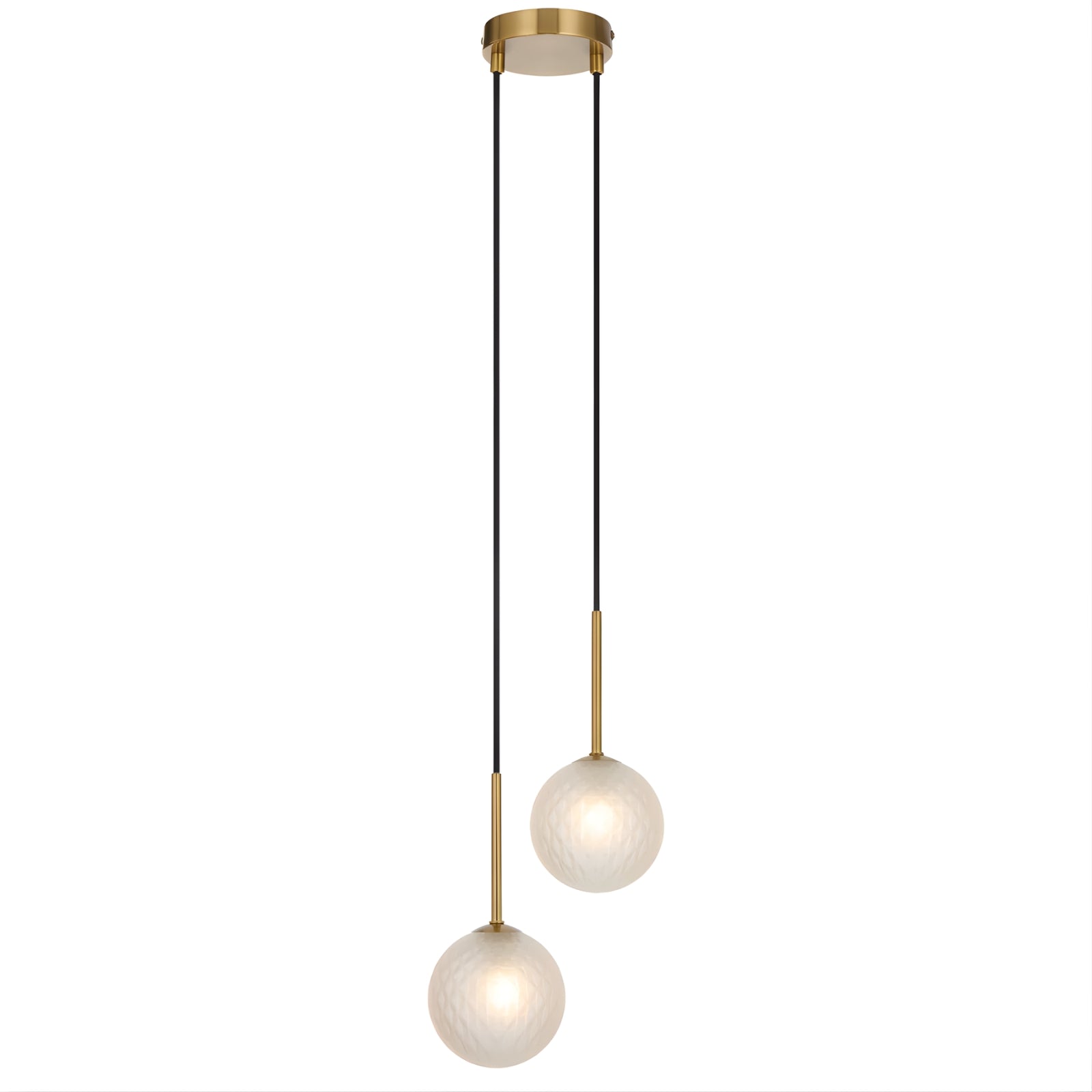 Telbix Gaston 2 Light Pendant G9 Antique Gold Frost Prism GASTONPE2-AGFRT - The Blue Space