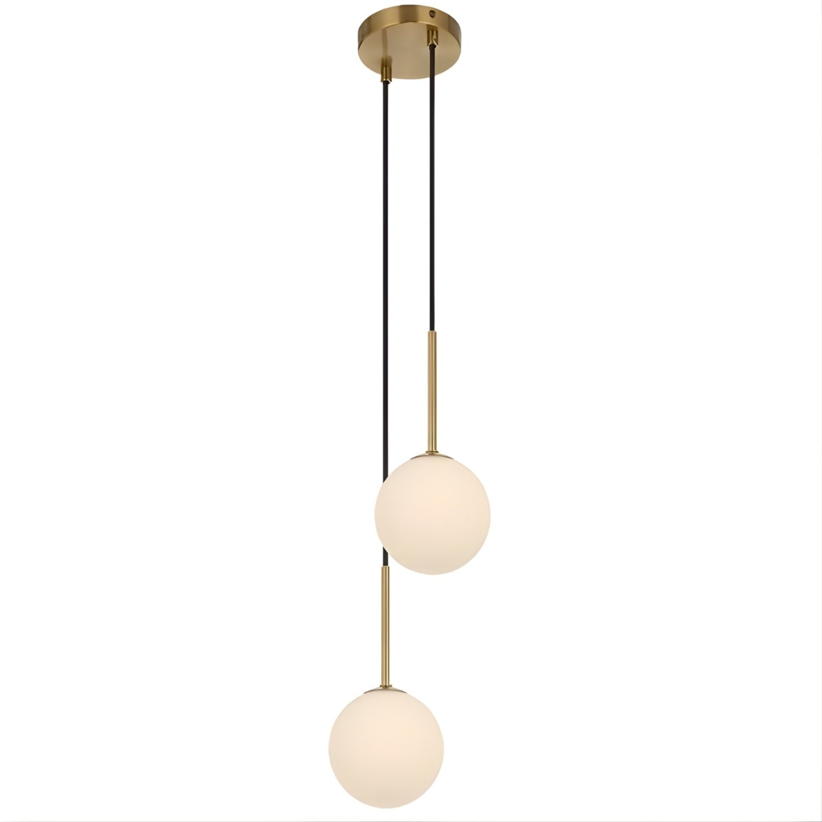 Angle Telbix Gaston 2 Light Pendant G9 Antique Gold Opal GASTONPE2-AGOM - The Blue Space