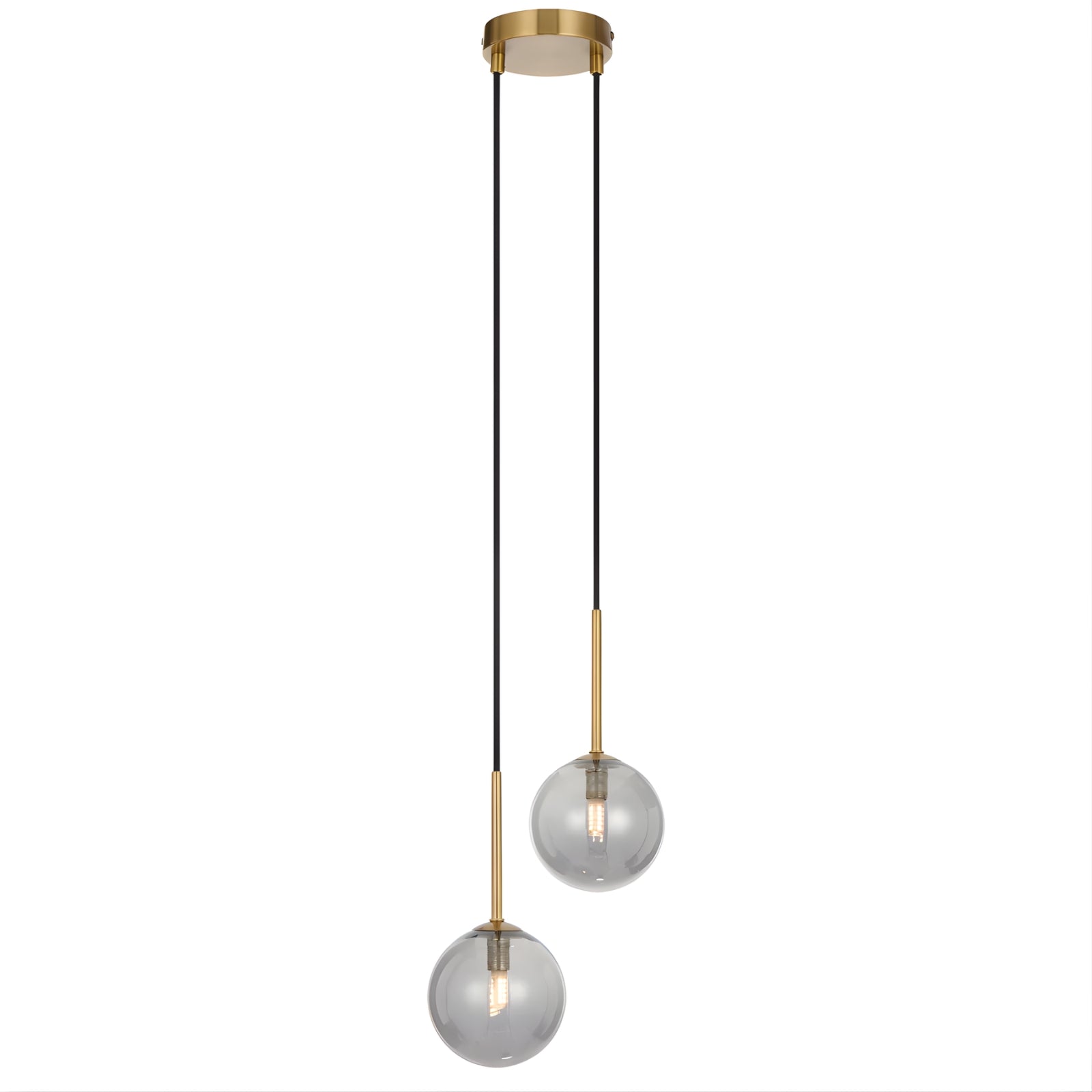 Telbix Gaston 2 Light Pendant G9 Antique Gold Smoke GASTONPE2-AGSM - The Blue Space