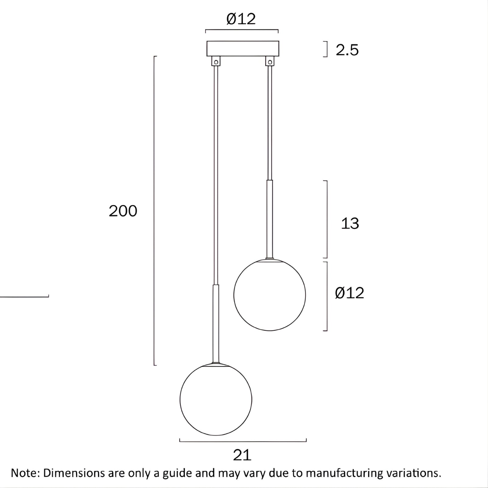 Line Drawing Telbix Gaston 2 Light Pendant G9 Antique Gold Smoke Prism GASTONPE2-AGSMT - The Blue Space