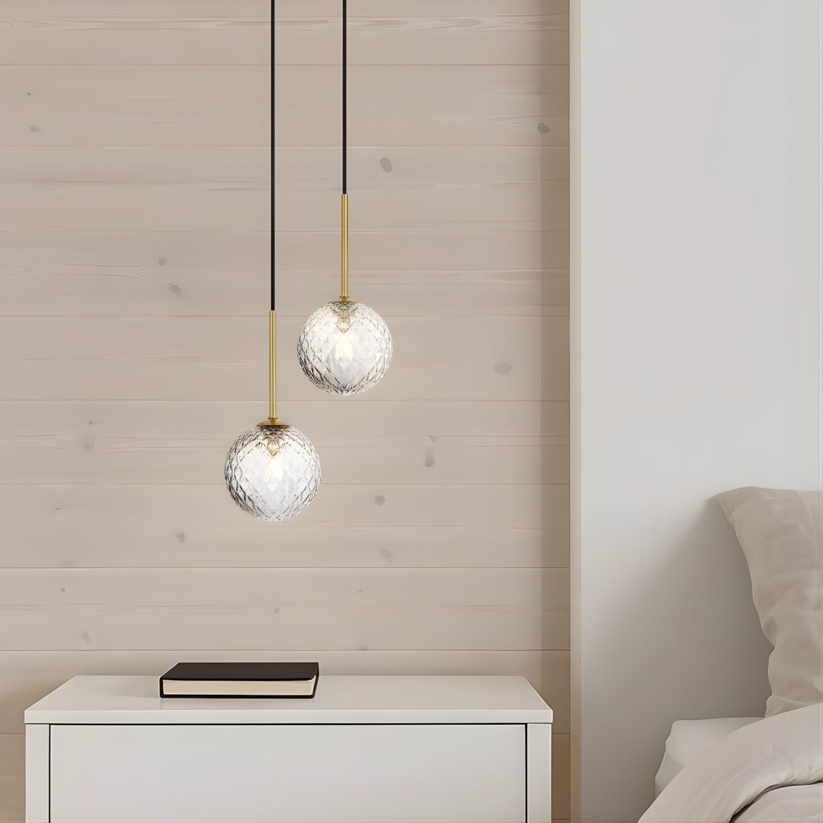 Lifestyle Telbix Gaston 2 Light Pendant G9 Antique Gold Smoke Prism GASTONPE2-AGSMT - The Blue Space