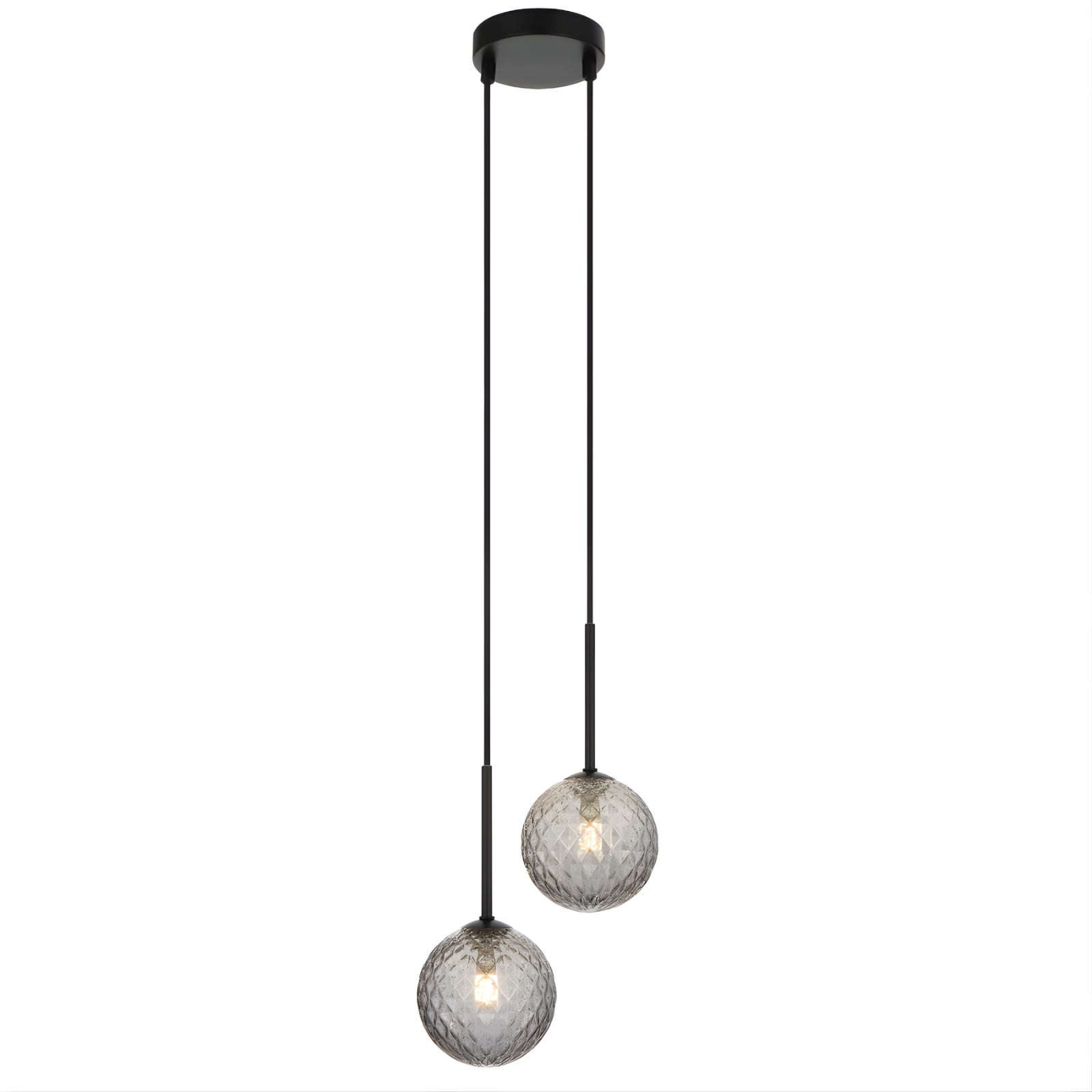 Telbix Gaston 2 Light Pendant G9 Black Smoke Prism GASTONPE2-BKSMT - The Blue Space