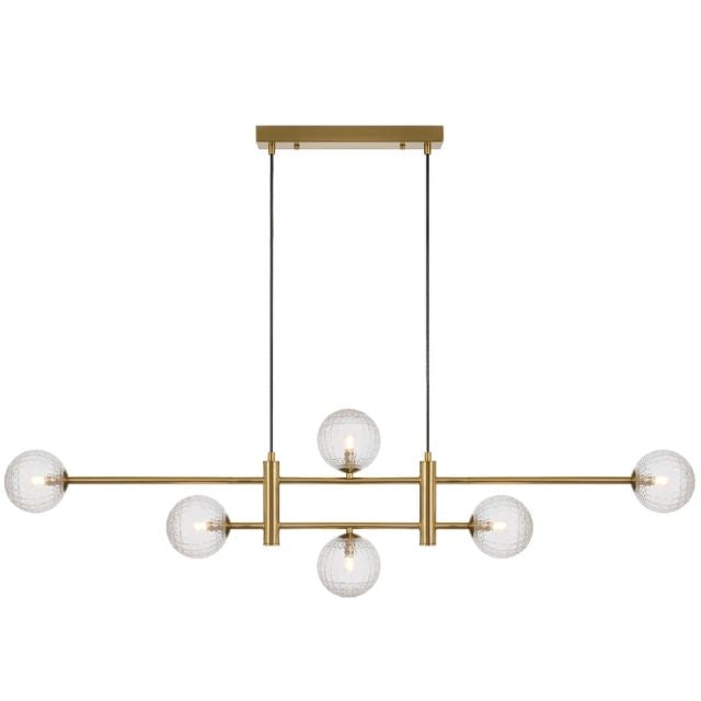 Telbix Tyson 6 Light Pendant G9 Antique Gold Clear Prism TYSONPE06-AGCLP - The Blue Space