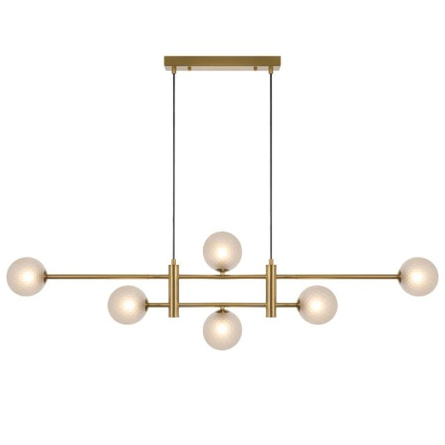 Telbix Tyson 6 Light Pendant G9 Antique Gold Frost Prism TYSONPE06-AGFRT - The Blue Space