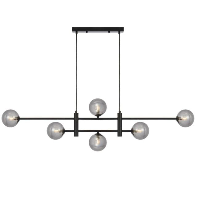 Front Telbix Tyson 6 Light Pendant G9 Black Smoke TYSONPE06-BKSM - The Blue Space