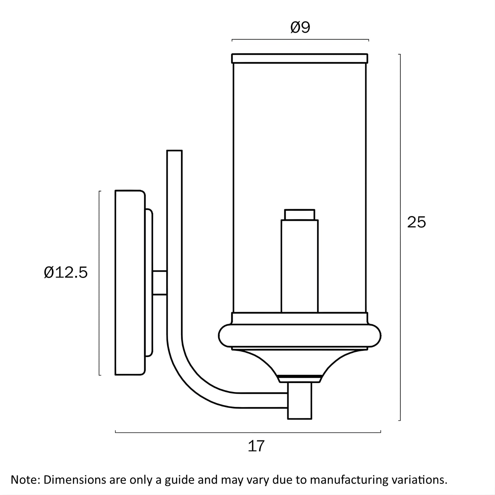 Line Drawing Telbix Vellden Wall Light Copper VELDENWB-CP - The Blue Space