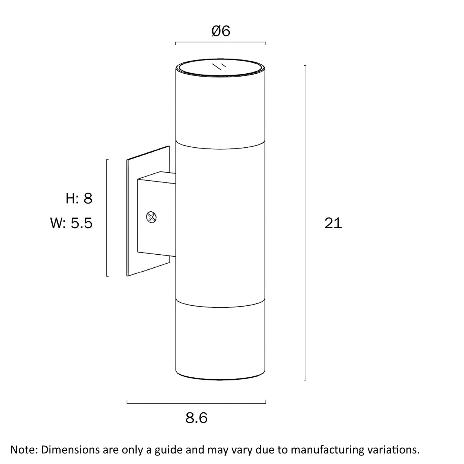 Line Drawing Telbix Walsh Wall light Stainless Steel WALSHEX2-SS - The Blue Space