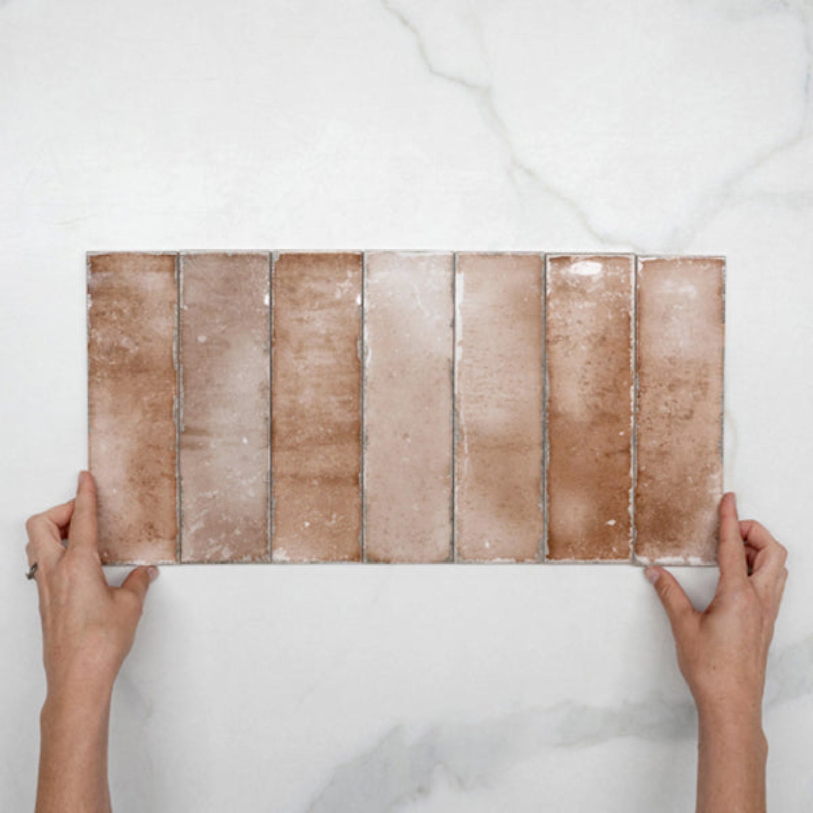 Looks With Hand Terracotta Leon Spanish Subway Tile Gloss 69 x 240mm Ceramic - The Blue Space