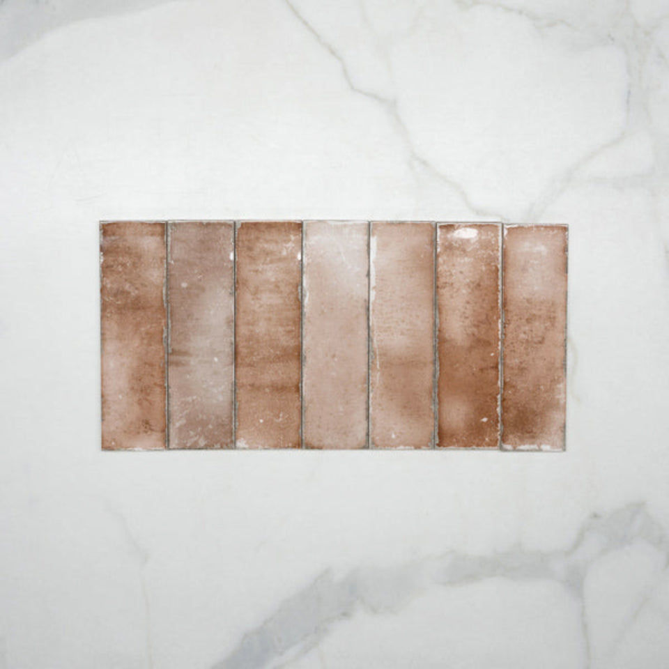 Terracotta Leon Spanish Subway Tile Gloss 69 x 240mm Ceramic