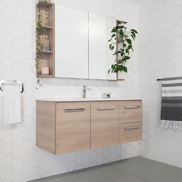 ADP Glacier Lite Door and Drawer Twin Vanity with Ceramic Top - The Blue Space