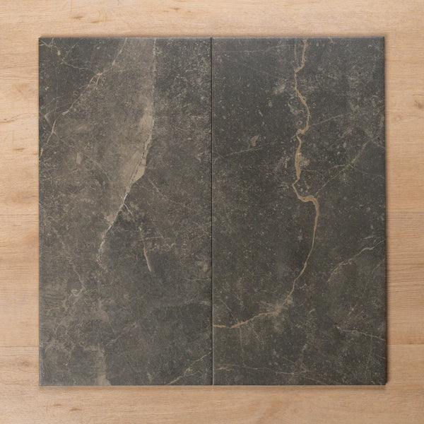 Avalon Charcoal Matt P2 Porcelain Tile 300x600mm Double - The Blue Space