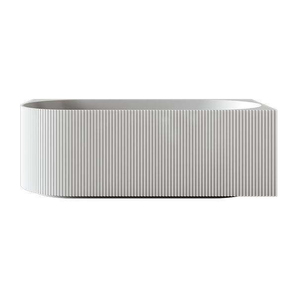 Baö Fluted Back to Corner Bath in Matte White | Deep-Etched
