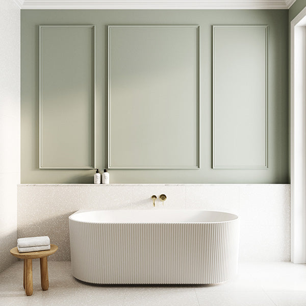 Bao Fluted 1700mm Back to Wall Bath - Matte White