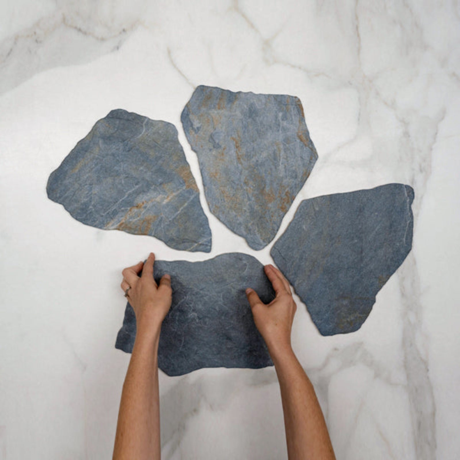 Blue Aria Stone Look Tile Matte Crazy Pave Porcelain