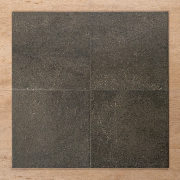 Burleigh Charcoal Matt Cushioned Edge Porcelain Tile 300x300mm Straight Pattern - The Blue Space