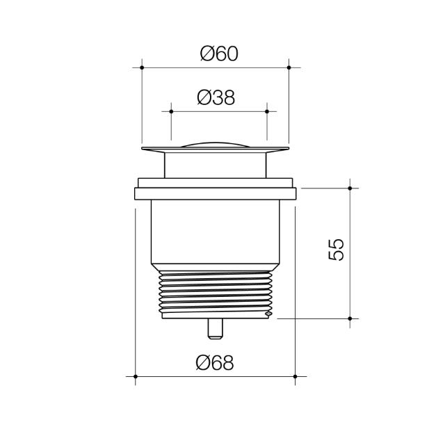 Technical Drawing Caroma Bath Pop-up Plug & Waste Brushed Bronze 323060BBZ - The Blue Space