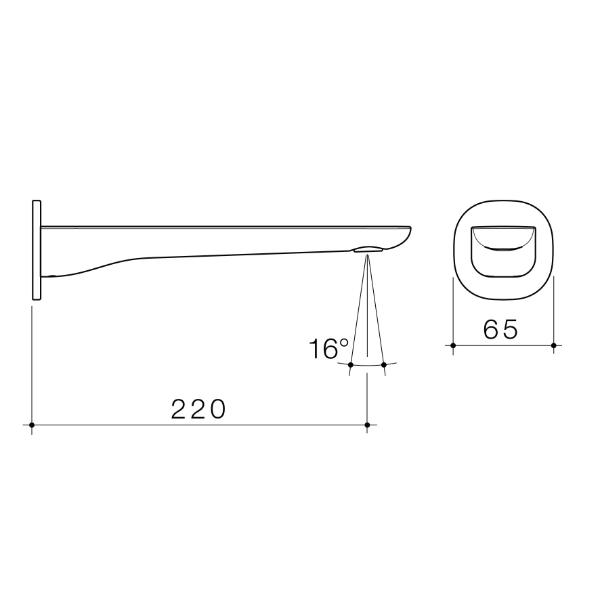 Technical Drawing Caroma Contura II 220mm Basin/Bath Outlet - Brushed Nickel 849060BN6AF