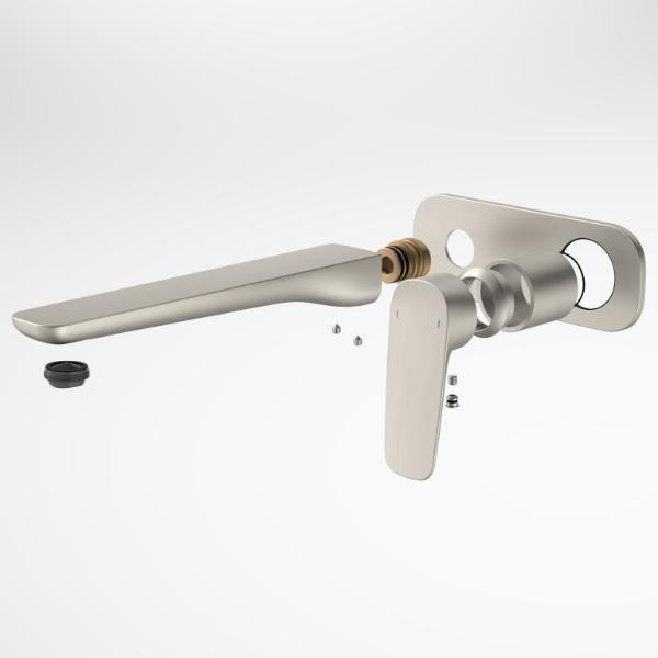 Caroma Contura II 220mm Wall Basin/Bath Mixer - Trim Kit - Brushed Nickel 849054BN6AF