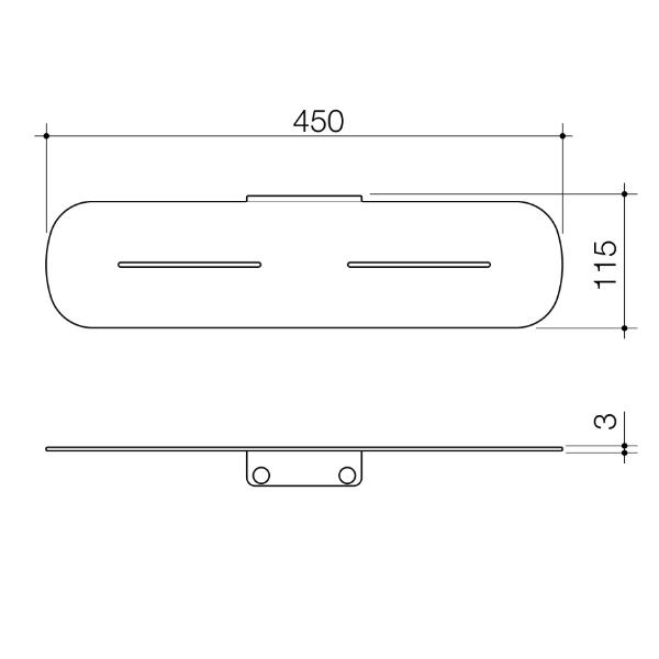 Technical Drawing Caroma Contura II Bathroom Shelf - Brushed Brass 849037BB | The Blue Space
