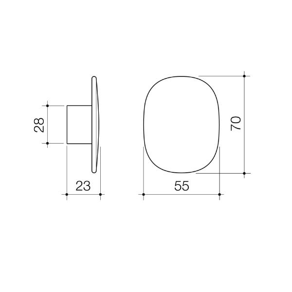 Technical Drawing Caroma Contura II Large Robe Hook - Brushed Bronze 849042BBZ