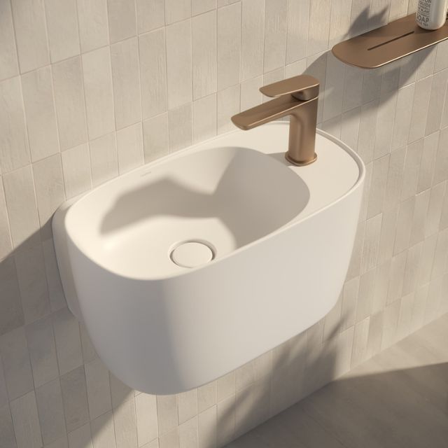 Lifestyle Caroma Contura II Pill Hand Wall Basin (1 Tap Hole) - Matte White 853710MW - The Blue Space