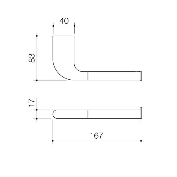 Technical Drawing Caroma Contura II Toilet Roll Holder - Brushed Bronze 849031BBZ | The Blue Space