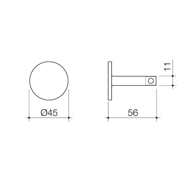 Technical Drawing Caroma Urbane II Universal Robe Hook - Brushed Brass 96328BB - The Blue Space