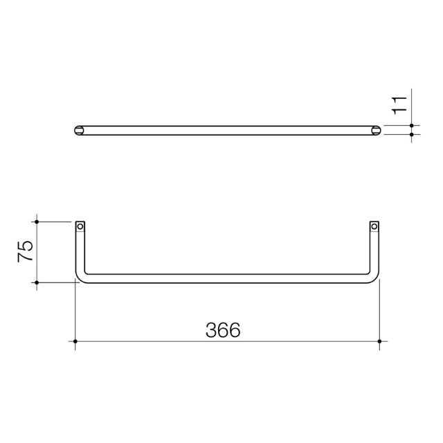 Technical Drawing Caroma Urbane II Universal Towel Rail - Black 96330B The Blue Space