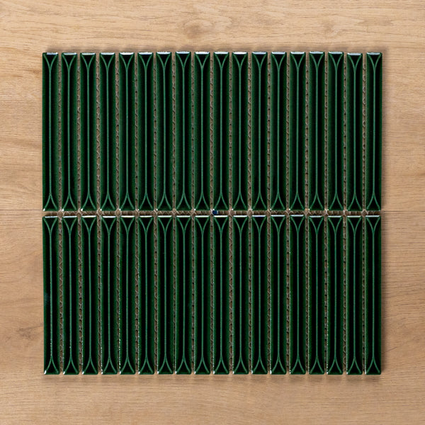 Castaways Jade Gloss KitKat Porcelain Mosaic Tile 15x145mm - The Blue Space