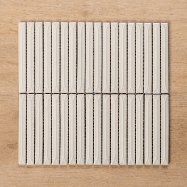Castaways White Gloss KitKat Porcelain Mosaic Tile 15x145mm - The Blue Space