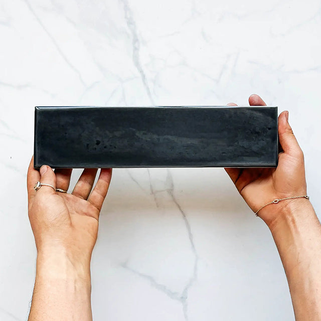 Charcoal Rylee Subway Textured Matt 75 x 300 x 9mm Italian Ceramic Tile | The Blue Space