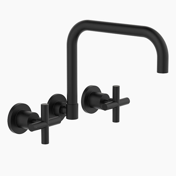 Clark Cross Kitchen Wall Sink Tap Set Matte Black - The Blue Space