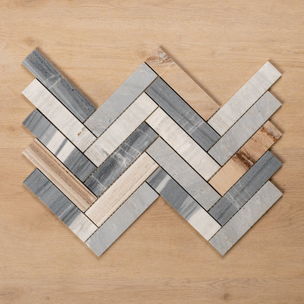 Cottesloe Blue Sandstone Herringbone Honed Marble Mosaic Tile 35x150mm