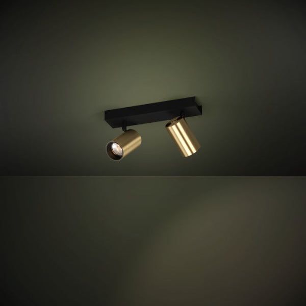 Eglo Cumaribo 10W LED 2 Light Spotlight Natural White - Brass | The Blue Space