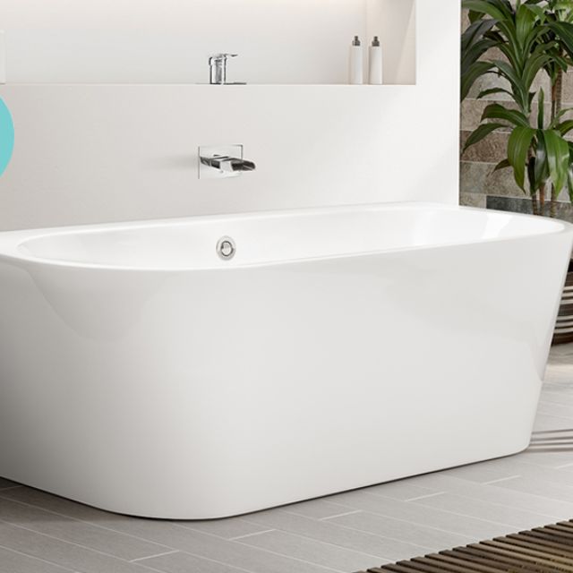 Decina Alegra Contour Back To Wall Freestanding Spa Bath 1700mm with Chrome Jets