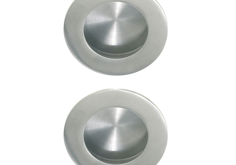 Delf Circular Flush Pull Handle Twin Pack 65mm Stainless Steel - The Blue Space
