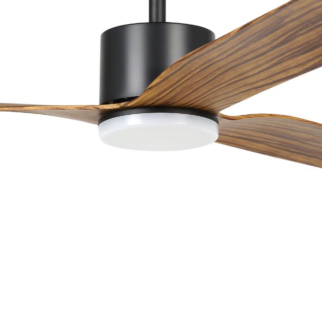 Angle Eglo Iluka 52 Inch DC Fan 18W LED Tri-Col Black Wood 20537815 - The Blue Space