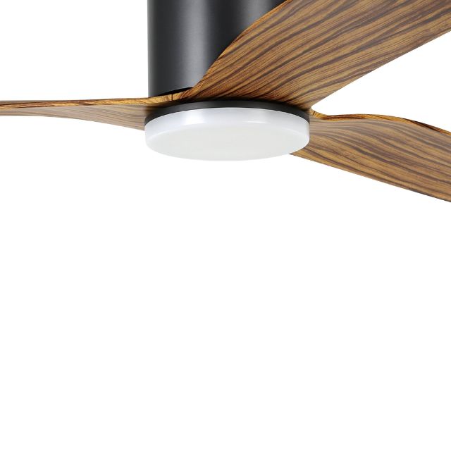 Angle Eglo Iluka 60 Inch DC Fan 18W LED Tri-Col Black Wood Hugger 20538515 - The Blue Space