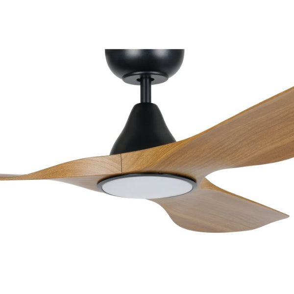 Eglo Surf 48in 122cm Ceiling Fan with 20W LED CCT Light - Black with Teak Finish | The Blue Space