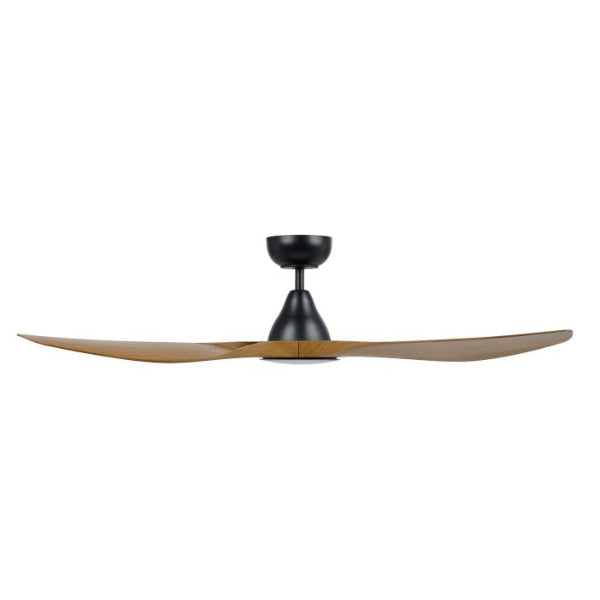 Eglo Surf 48in 122cm Ceiling Fan with 20W LED CCT Light - Black with Teak Finish | The Blue Space