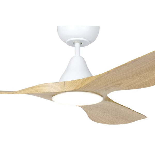 Eglo Surf 48in 122cm Ceiling Fan with 20W LED CCT Light - White with Oak Finish | The Blue Space