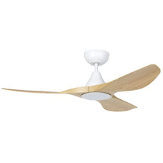 Eglo Surf 48in 122cm Ceiling Fan with 20W LED CCT Light - White with Oak Finish | The Blue Space