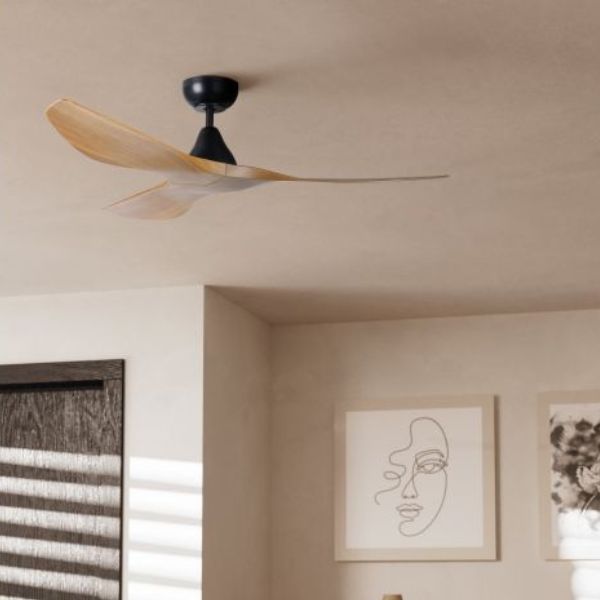 Eglo Surf 52in 132cm Ceiling Fan - Black with Teak Finish | The Blue Space