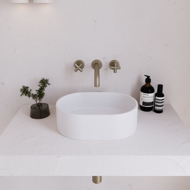 Eight Quarters 400mm x 280mm Concrete Mini Pod Above Counter Basin - White